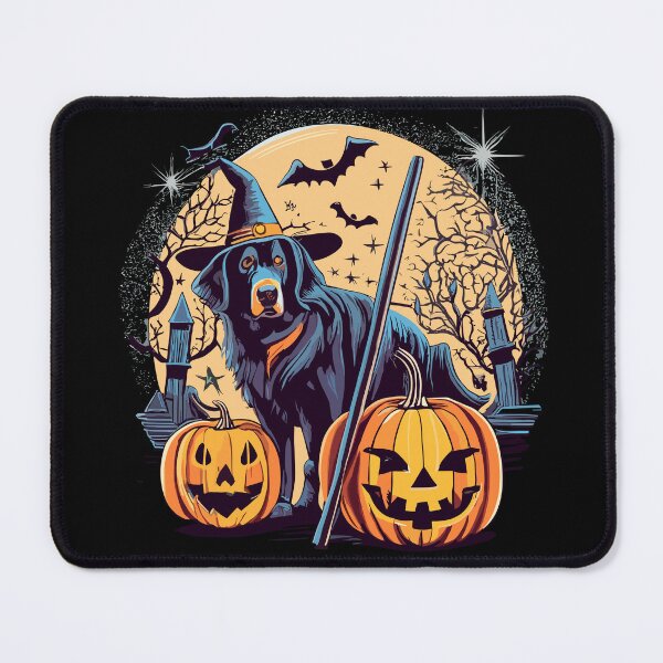 Item preview, Halloween Golden Retriever Witch Pumpkins Starry Night designed and sold by AsTrooArts.