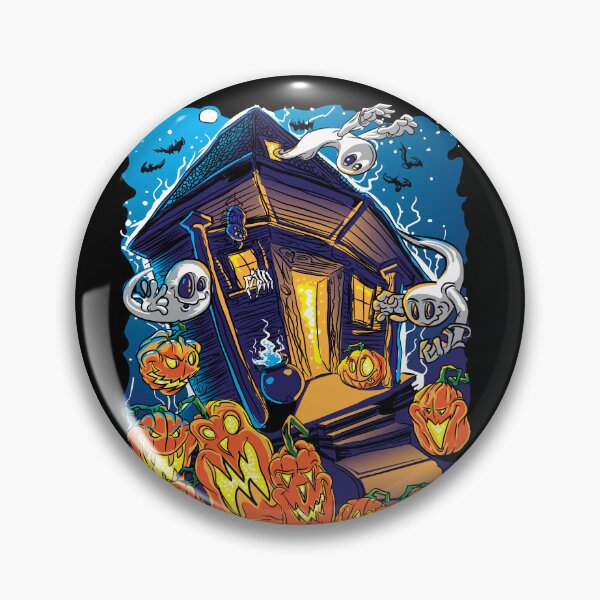 Item preview, Spooky Season Haunted House with Jack-O-Lanterns, Ghosts and Bats designed and sold by eShirtLabs.