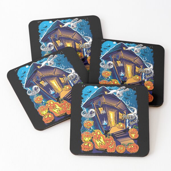 Item preview, Spooky Season Haunted House with Jack-O-Lanterns, Ghosts and Bats designed and sold by eShirtLabs.