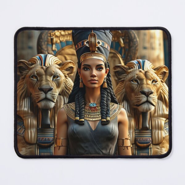 Item preview, Queen Nefertiti the most beautiful pharaohs in ancient Egypt with tow Lions 223 designed and sold by AnadAA.