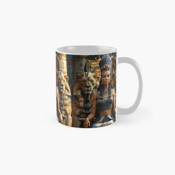 Vista previa del artículo con la obra «La reina Nefertiti la faraona más bella del antiguo Egipto con dos leones 223», diseñado y vendido por AnadAA.