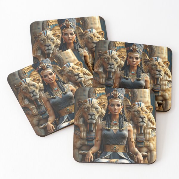 Item preview, Queen Nefertiti the most beautiful pharaohs in ancient Egypt with tow Lions 223 designed and sold by AnadAA.