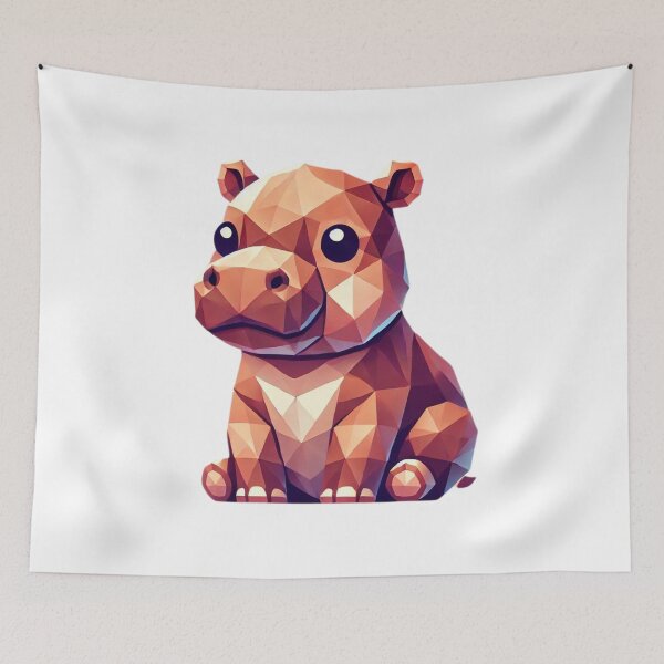Item preview, Geometric Baby Hippo Art – Polygon Animal Design for Modern Decor designed and sold by MrDRK1536.