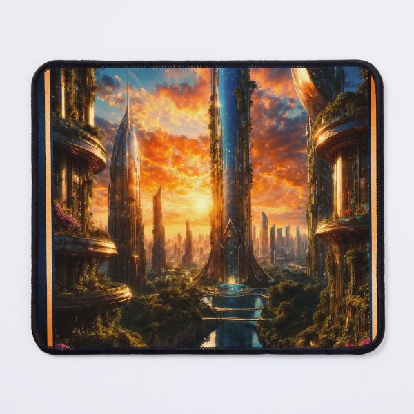 Item preview, The Glopcian Tower In The Futuristic Eco Cityscape Of Plavin Enchanting AI Concept Art by Xzendor7 designed and sold by Xzendor7 Digital Art Creations.