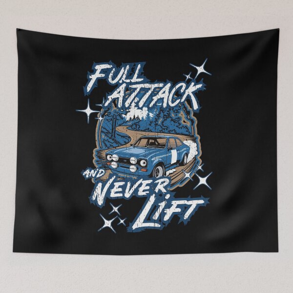 Item preview, FULL ATTACK AND NEVER LIFT rally racing enthusiast and classic car lover historic rallies design designed and sold by Jt41.