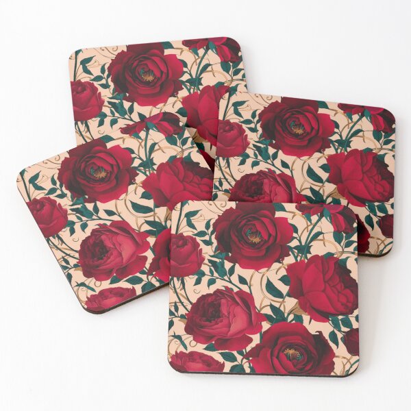 Item preview, Vintage Style Red Rose Print designed and sold by whitecat23.
