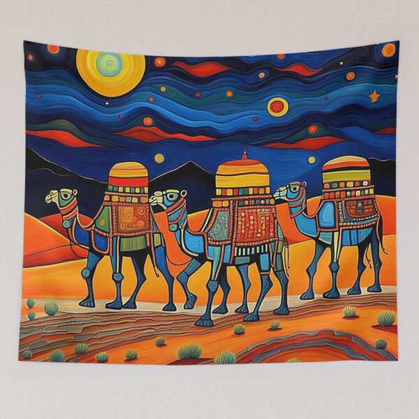 Item preview, Desert Camel Train at night 3 designed and sold by George Hutton Hunter.