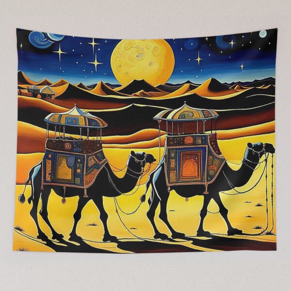 Item preview, Desert Camel Train at night 2 designed and sold by George Hutton Hunter.