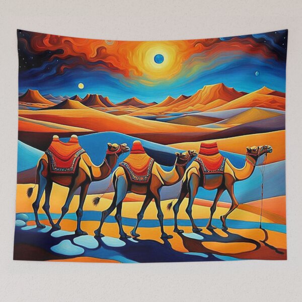 Item preview, Desert Camel Train at night 4 designed and sold by George Hutton Hunter.
