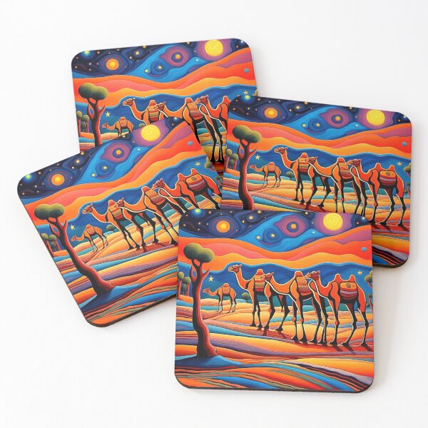 Item preview, Desert Camel Train at night 1 designed and sold by George Hutton Hunter.