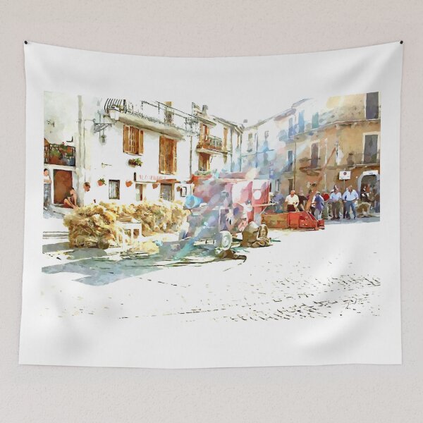 Item preview, People look at the threshing machine in the square designed and sold by Giuseppe Cocco.