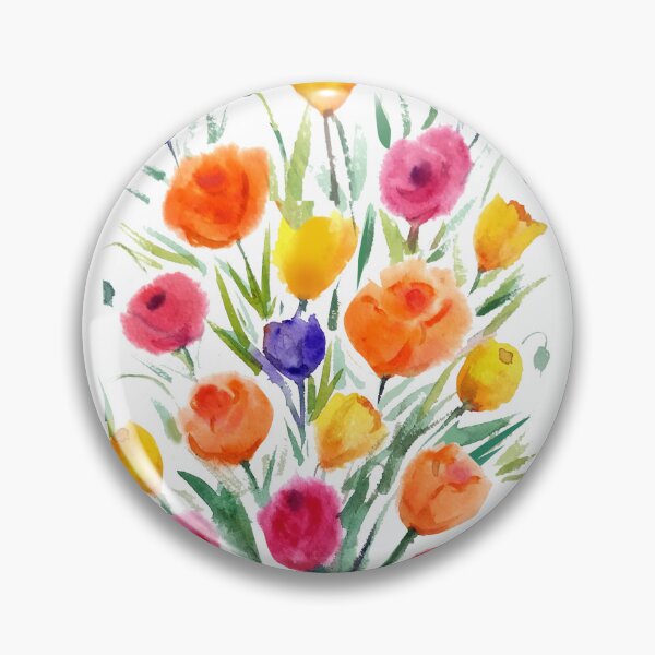 Item preview, colorful poppies branches - watercolor painting designed and sold by SamirArt.