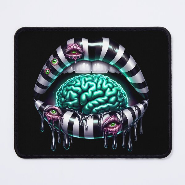 Item preview, Mind Bender: Striped Lips with Surreal Brain designed and sold by Margival.