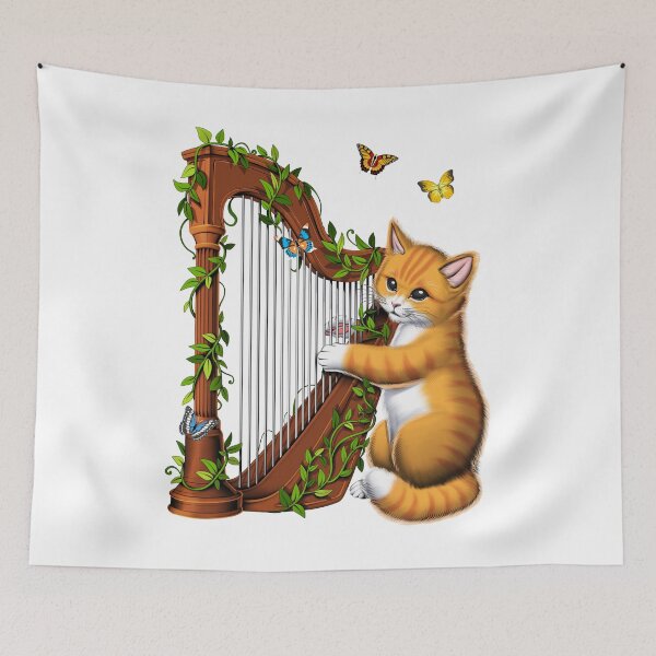 Item preview, Cat Playing Harp designed and sold by underheaven.