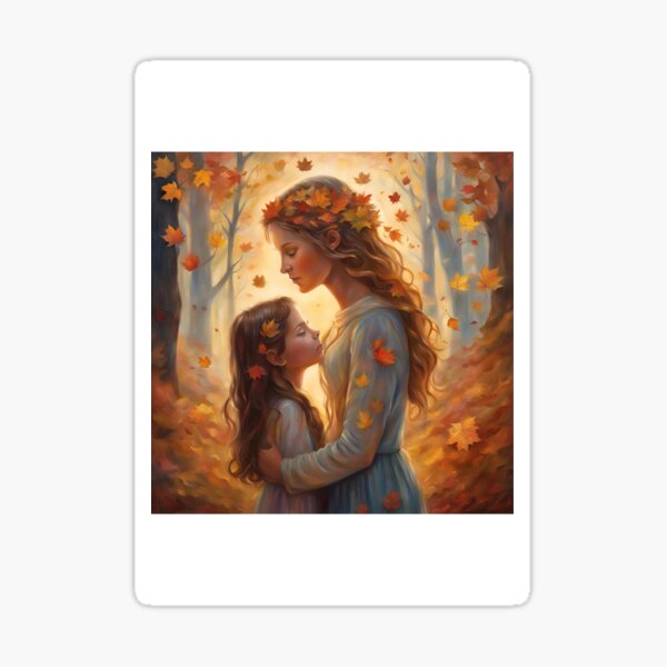 Vista previa del artículo con la obra «mamá e hija en otoño», diseñado y vendido por La-mouette22.