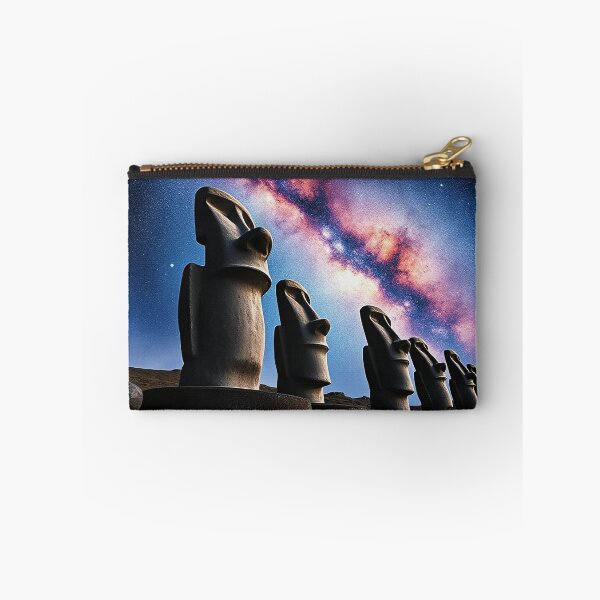 Artikelvorschau, Landschaftsstatuen von Moai im Ölgemäldestil. entworfen und verkauft von HardToFindMerchandise.