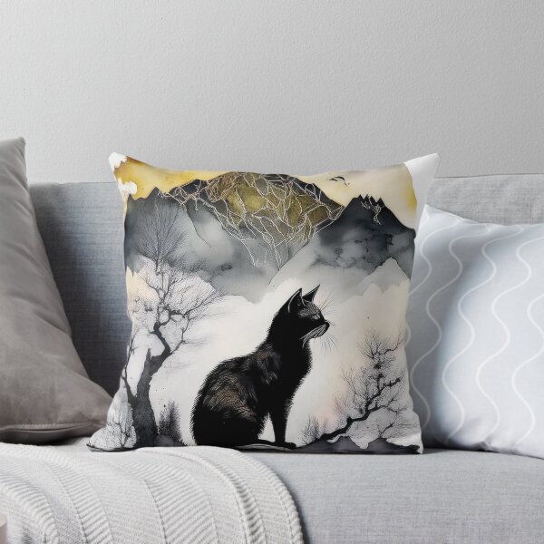 Item preview, Watercolor landscape painting, car, feline, animal in the wild, picturesque cityscape, watercolor, mountain landscape, mountain, serenity, calming,  beautiful landscape, skyline designed and sold by navitalidesign.
