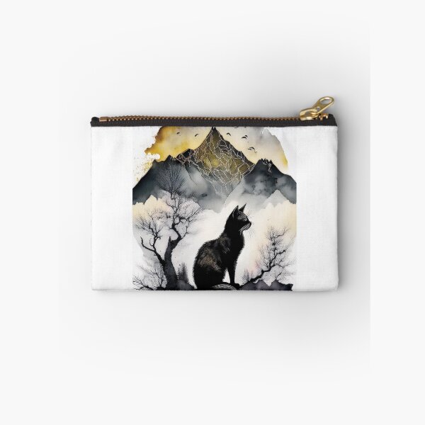 Item preview, Watercolor landscape painting, car, feline, animal in the wild, picturesque cityscape, watercolor, mountain landscape, mountain, serenity, calming,  beautiful landscape, skyline designed and sold by navitalidesign.