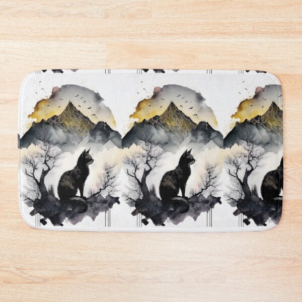 Item preview, Watercolor landscape painting, car, feline, animal in the wild, picturesque cityscape, watercolor, mountain landscape, mountain, serenity, calming,  beautiful landscape, skyline designed and sold by navitalidesign.