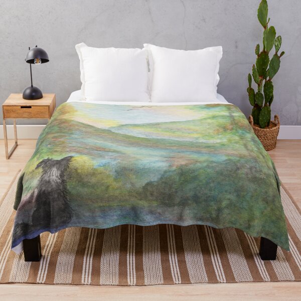 Item preview, A Border Collie dog looks out at the hills towering above him. designed and sold by SusanAlisonArt.