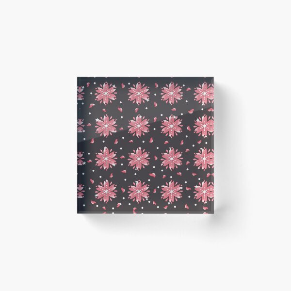 Item preview, Pattern  floreale  rosa e nero con  fiorindinciliegio stilizzati stile giapponese con sfondo scuro. Arte botanica . Design elegante designed and sold by Lucia85.
