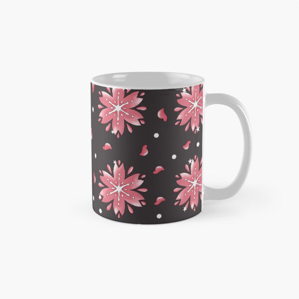 Item preview, Pattern  floreale  rosa e nero con  fiorindinciliegio stilizzati stile giapponese con sfondo scuro. Arte botanica . Design elegante designed and sold by Lucia85.