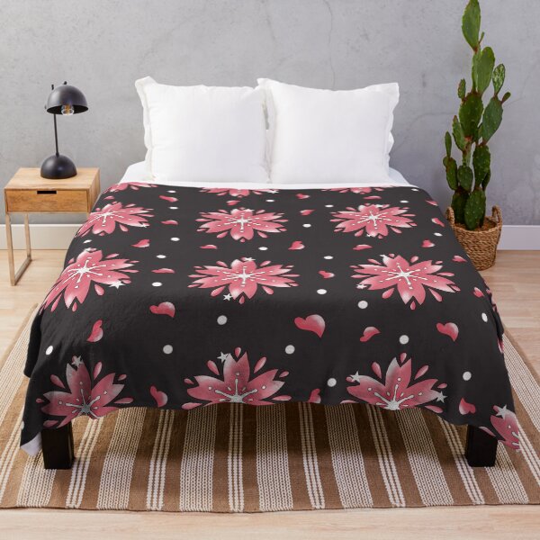 Item preview, Pattern  floreale  rosa e nero con  fiorindinciliegio stilizzati stile giapponese con sfondo scuro. Arte botanica . Design elegante designed and sold by Lucia85.