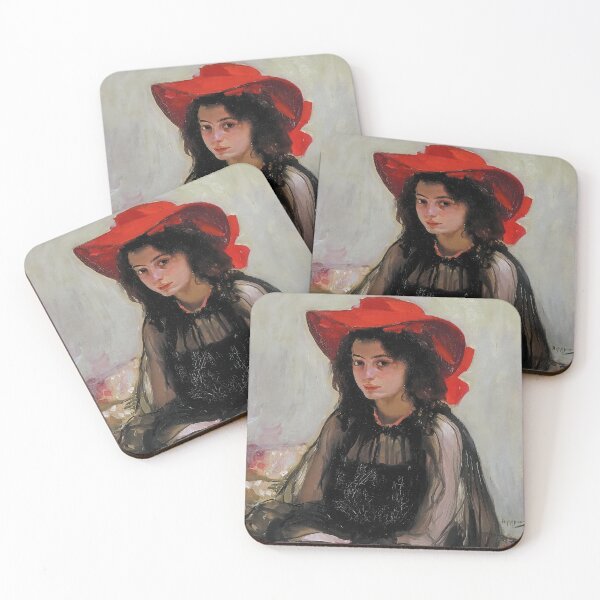 Item preview, Oleksandr Murashko, Girl in a Red Hat - Art Print - Ukrainian painter designed and sold by Artistic Gift Print.