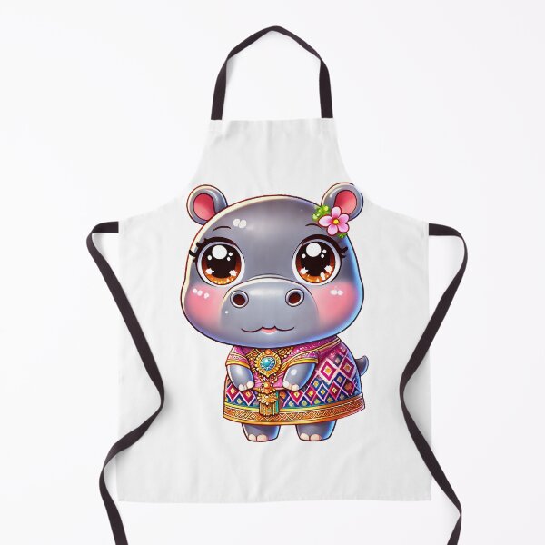 Item preview, Charming Hippo in Traditional Dress designed and sold by Chokhdi289shop.