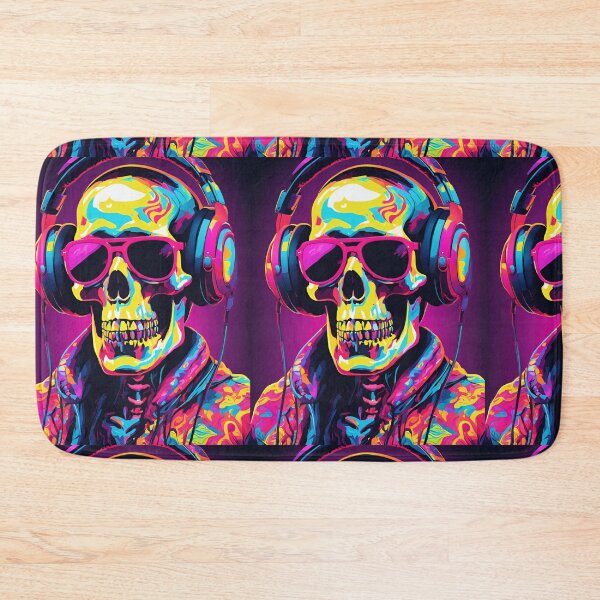 Item preview, Colorful  Hipster Skeleton in Pink Glasses and Headphones designed and sold by KolorellaS.
