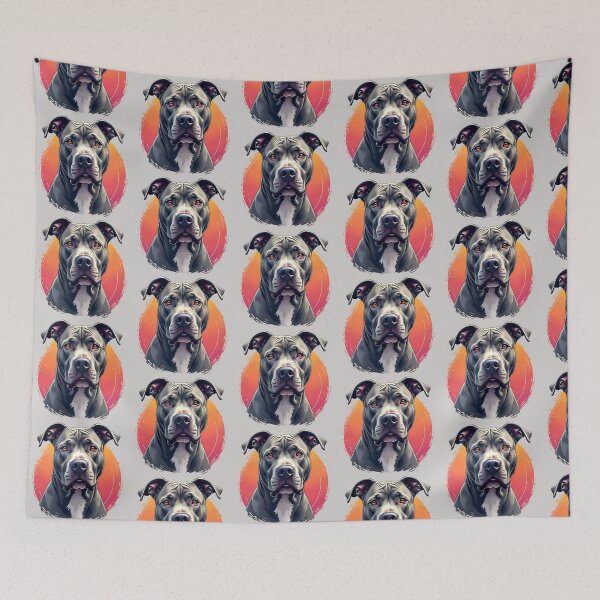 Item preview, Grey Pitbull lover Dog art  designed and sold by PetArt  ⭐⭐⭐⭐⭐.