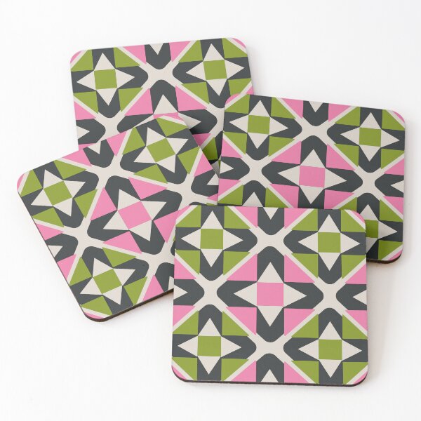 Item preview, Bold Geometric Tile Pattern with Pink and Green - SV48 designed and sold by The Queer Designer.