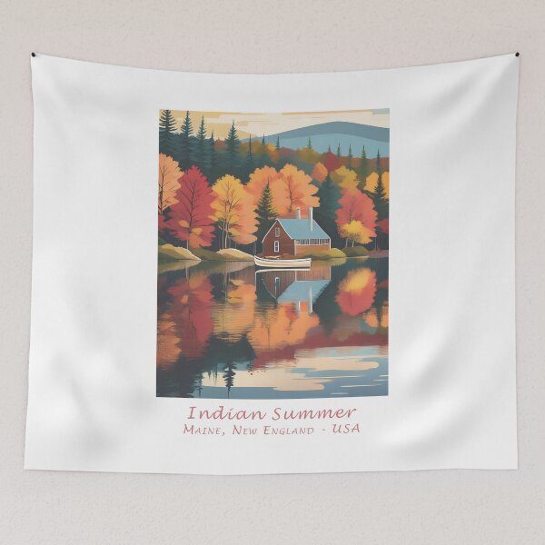 Item preview, Vintage Indian Summer – Minimalist travel poster from Maine, New England designed and sold by pod24.