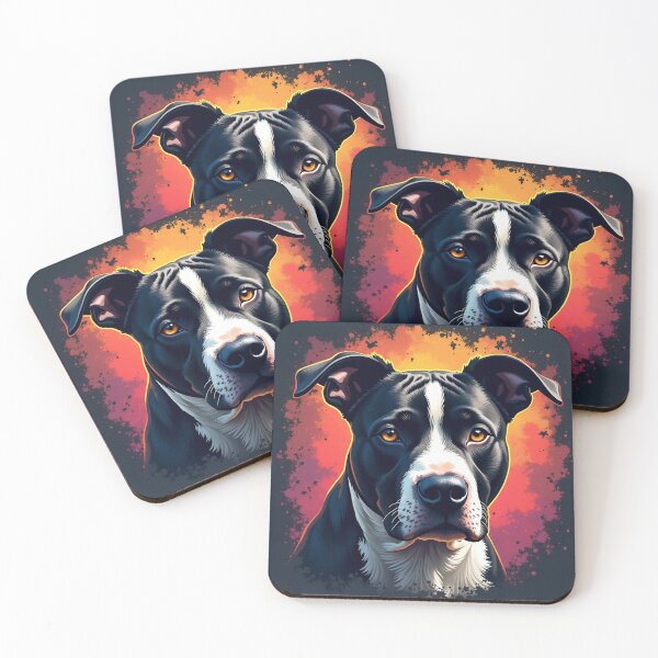 Item preview, Black and White Pitbull Dog color art  designed and sold by PetArt  ⭐⭐⭐⭐⭐.