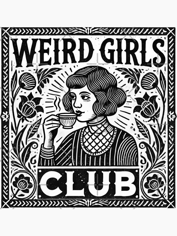 Thumbnail 3 of 3, Sticker, Weird girls Club designed and sold by riadesignstore.