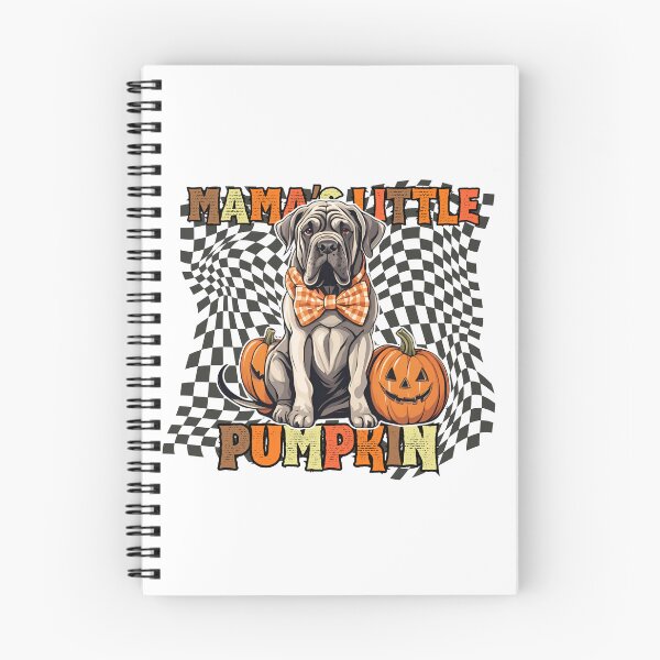 Item preview, "Mama's Little Pumpkin" - Mastino Napoletano in Halloween Pumpkin with Checkered Background designed and sold by GoodyPaws.