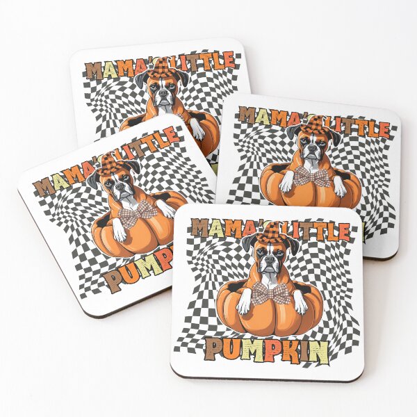 Item preview, "Mama's Little Pumpkin" - Boxer in Halloween Pumpkin with Checkered Background designed and sold by GoodyPaws.