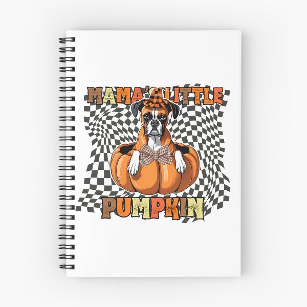Artikelvorschau, "Mama's Little Pumpkin" - Boxer im Halloween-Kürbis mit kariertem Hintergrund entworfen und verkauft von GoodyPaws.
