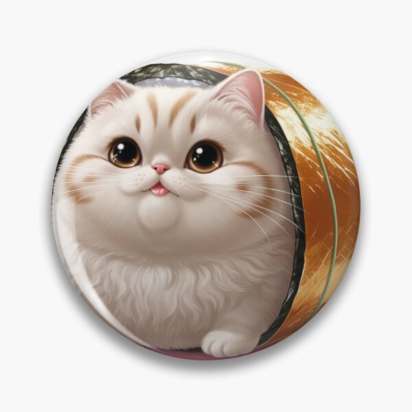 Item preview, cute, chubby cat rolled in sushi designed and sold by ComicStickerLab.