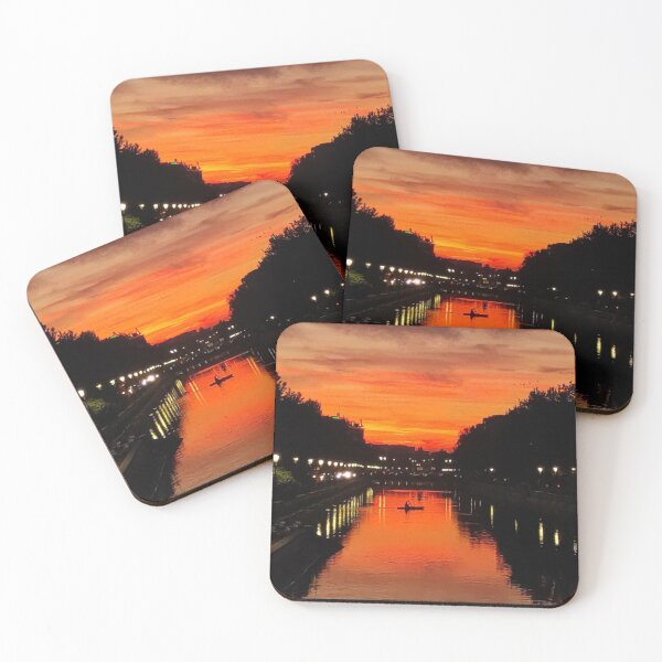 Item preview, Two Kayaks On River At Sunset (One Side View, One Back View) designed and sold by Alex Roman.