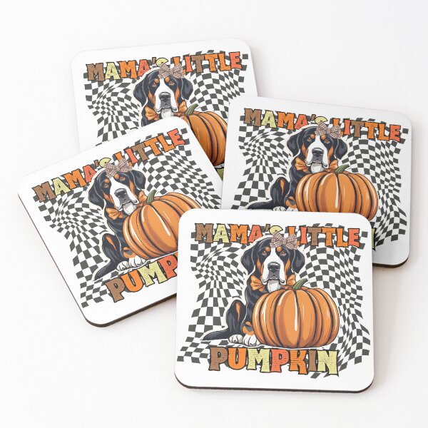 Item preview, "Mama's Little Pumpkin" - Greater Swiss Mountain Dog in Halloween Pumpkin with Checkered Background designed and sold by GoodyPaws.
