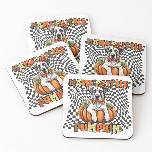 Item preview, "Mama's Little Pumpkin" - Anatolian Shepherd Dog in Halloween Pumpkin with Checkered Background designed and sold by GoodyPaws.
