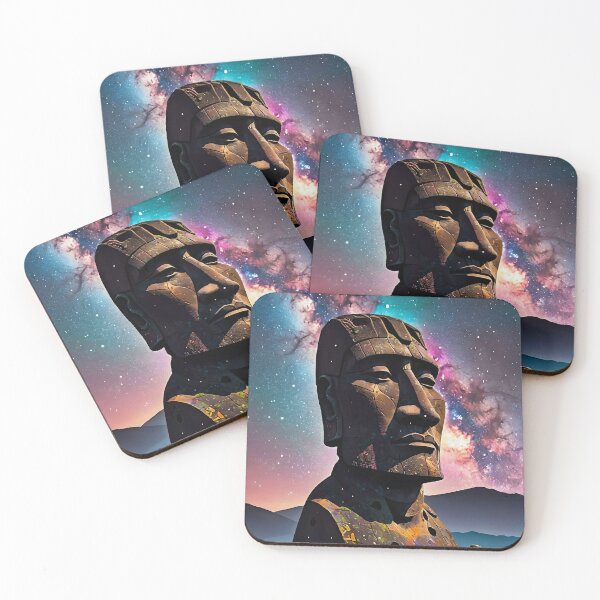Item preview, Moai statue  portrait with milky way behind. designed and sold by HardToFindMerchandise.