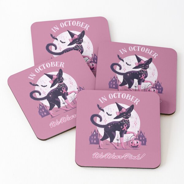 Item preview, Breast Cancer Awareness Month, cat , pink, autumn is coming, fall stagion and Halloween designed and sold by Collagedream.