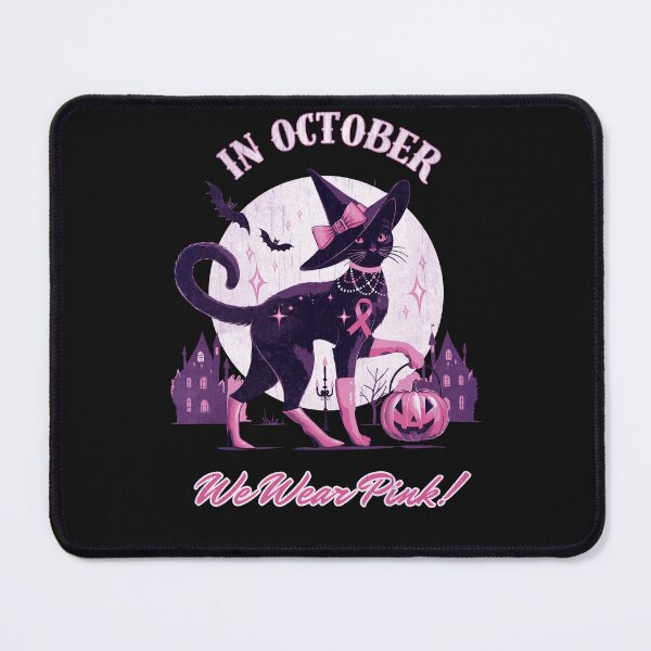 Item preview, Breast Cancer Awareness Month, cat , pink, autumn is coming, fall stagion and Halloween designed and sold by Collagedream.