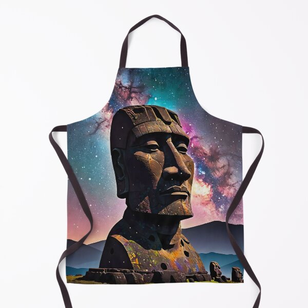 Item preview, Moai statue  portrait with milky way behind. designed and sold by HardToFindMerchandise.