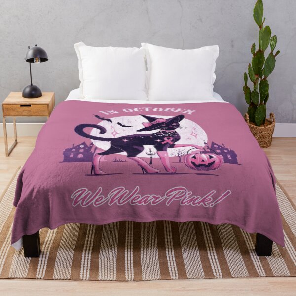 Item preview, Breast Cancer Awareness Month, cat , pink, autumn is coming, fall stagion and Halloween designed and sold by Collagedream.