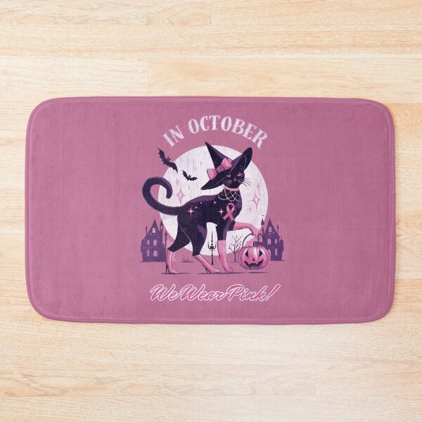 Item preview, Breast Cancer Awareness Month, cat , pink, autumn is coming, fall stagion and Halloween designed and sold by Collagedream.