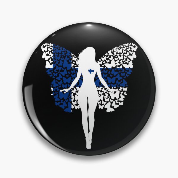 Item preview, Finnish Girl Finland Flag Roots Pride Butterfly designed and sold by ZNOVANNA.