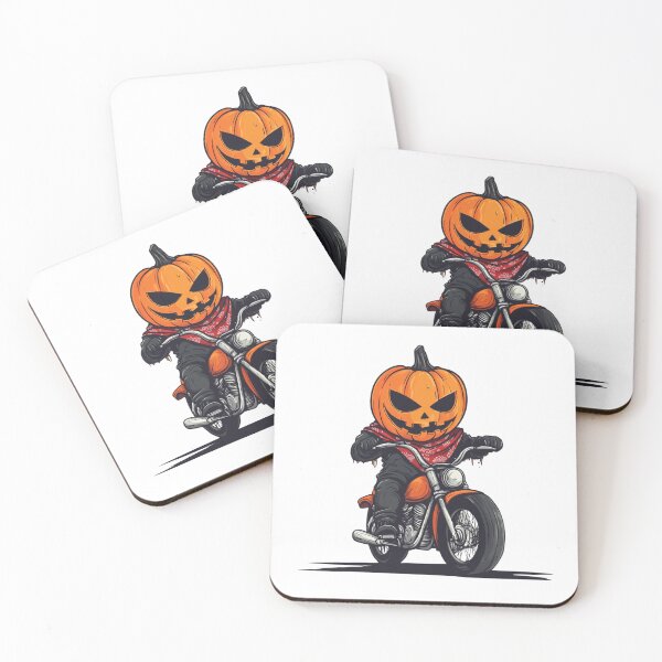 Item preview, Jack-o'-Lantern Biker on Motorcycle designed and sold by IllustrifyArts.